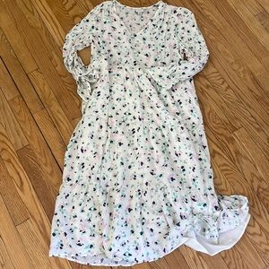 A New Day White Floral High-waisted Dress Size XS